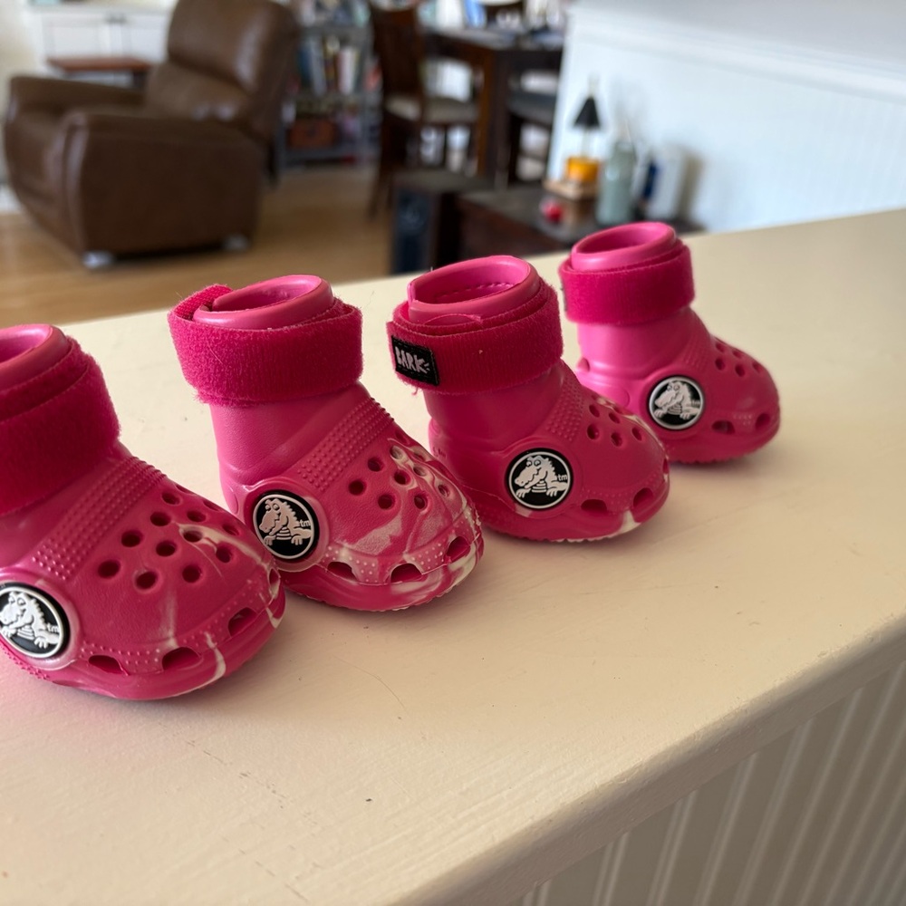Bark Hot Pink Waterproof Dog Crocs small